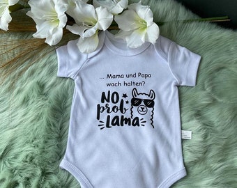 Babybody mit Aufdruck "Mama und Papa wach halten? No Prob Lama", Kinderbody mit coolen Spruch, Lama Aufdruck, No Prob Lama, Kinderkleidung,