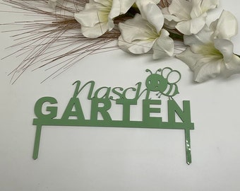 Naschgarten, Schild aus Acryl, Witterungsbeständiges Schild für den Garten, Gartenschild für Naschgarten, Acryltafel Garten personalisierbar