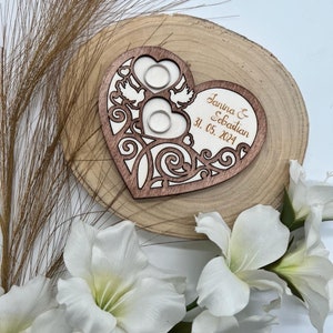 Almofada porta-anéis feita de madeira, casamento, casamento, decoração para casamento, almofada de anel para amantes, almofada de anel personalizada feita de madeira, amor, casamento