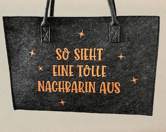 Filztasche 40x50cm, „So sieht eine tolle…“ Filzshopper, Tragetasche aus Filz, Einkaufstasche aus Filz