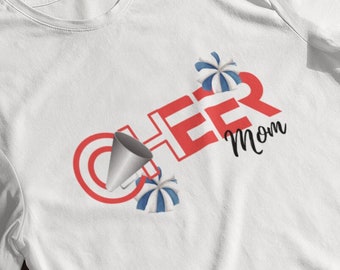 Cheer Mom Shirt, Cheer Mom TShirt, Cheer Mom Megaphone Shirt, Cheer Mom Pom Pom Shirt, Cheer Mom TShirts, Cute Cheer Mom Shirt