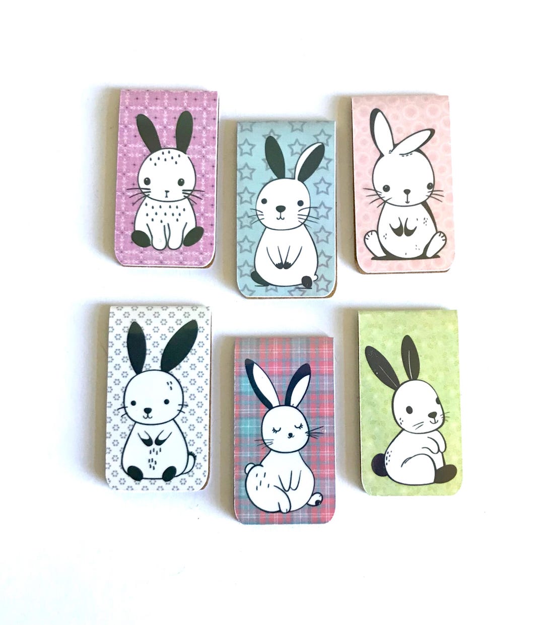 Mini Magnetic Bookmark Set /rabbit Magnetic Bookmarks/doodle Rabbit ...