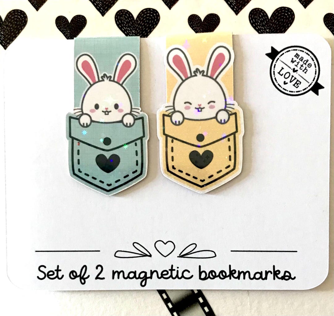 Cute Rabbit Magnetic Bookmark Set /cute Bunny Magnetic Bookmarks/set of ...