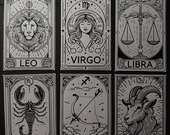 Segnalibro di carte dei tarocchi zodiacali astrologia / aspetto antico aspetto vintage / nappa a nastro / custode della pagina / segno di libro / simile ai tarocchi / scegli la tua carta