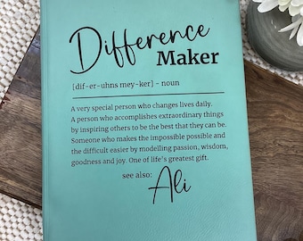 Personalized 'Difference Maker' Journal, Custom Engraved Diary