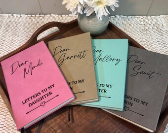 Personalized Large Vegan Leather Journal, Letters to Daughter/Son, Engraved Keepsake