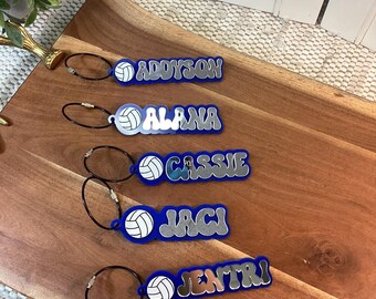 Personalized volleyball keychain, team gifts, sports gift, acrylic name tag, backpack