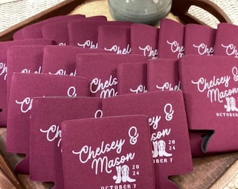 Custom Wedding Can Coolies: Personalized Full Color Foam Favors