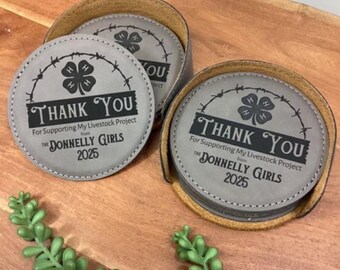 Custom Livestock Supporter Coasters – Leatherette Thank You Gift