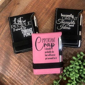 3 1/4" x 4 3/4" Laserable Leatherette Customizable Mini Notepad with Pen