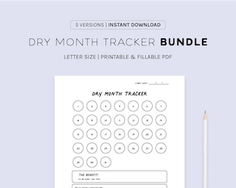 Dry January | No Drinking Challenge | Sober Month | Printable Habit Tracker Bundle by Pass Notes