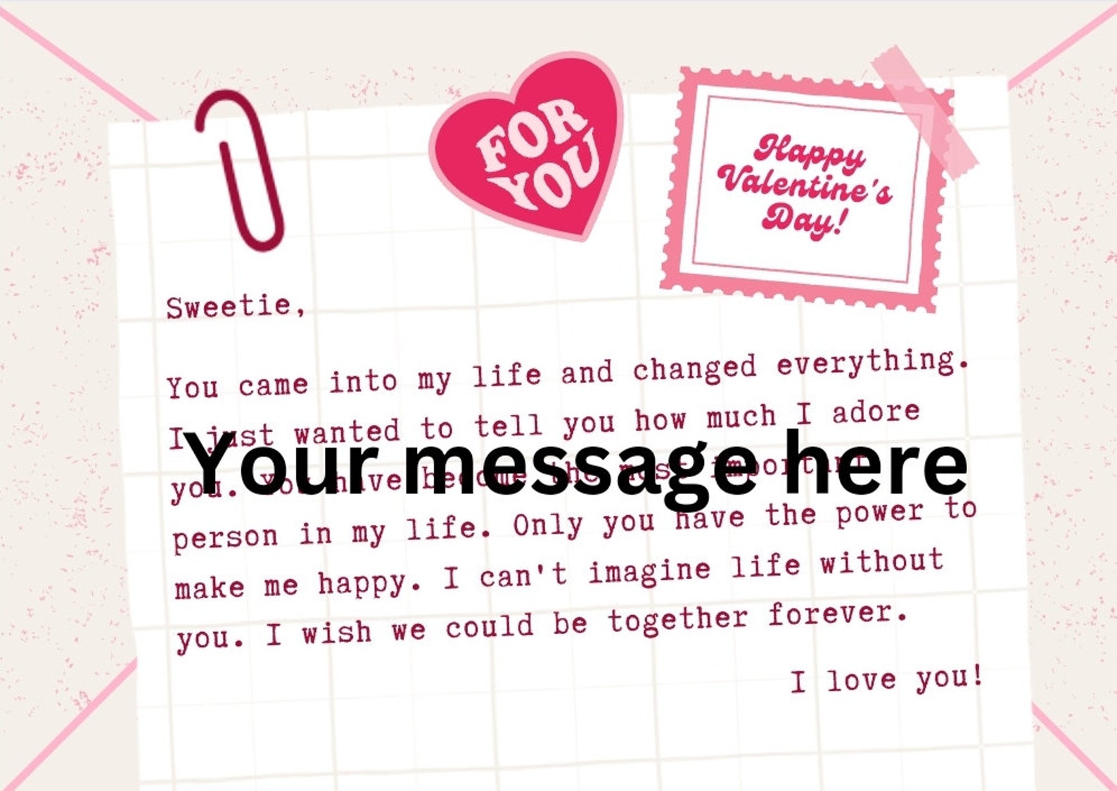 Animated Valentines Day Card, Digital Valentines Day Card, Pink Mail