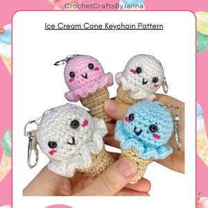 Eistüte Häkelanleitung | Mini Eis Anhänger Plüschtier | Hübsches Accessoire