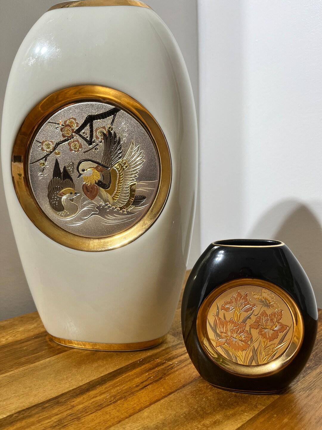 Vtg. Chokin Vases Japanese Art Shelf Decor Vintage Vase Etsy