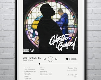 Rod Wave &quot;Ghetto Gospel&quot; Album Cover Poster - Digital Download, Rap & Hip-Hop Wall Art, Music Fan Gift, Instant Printable Decor