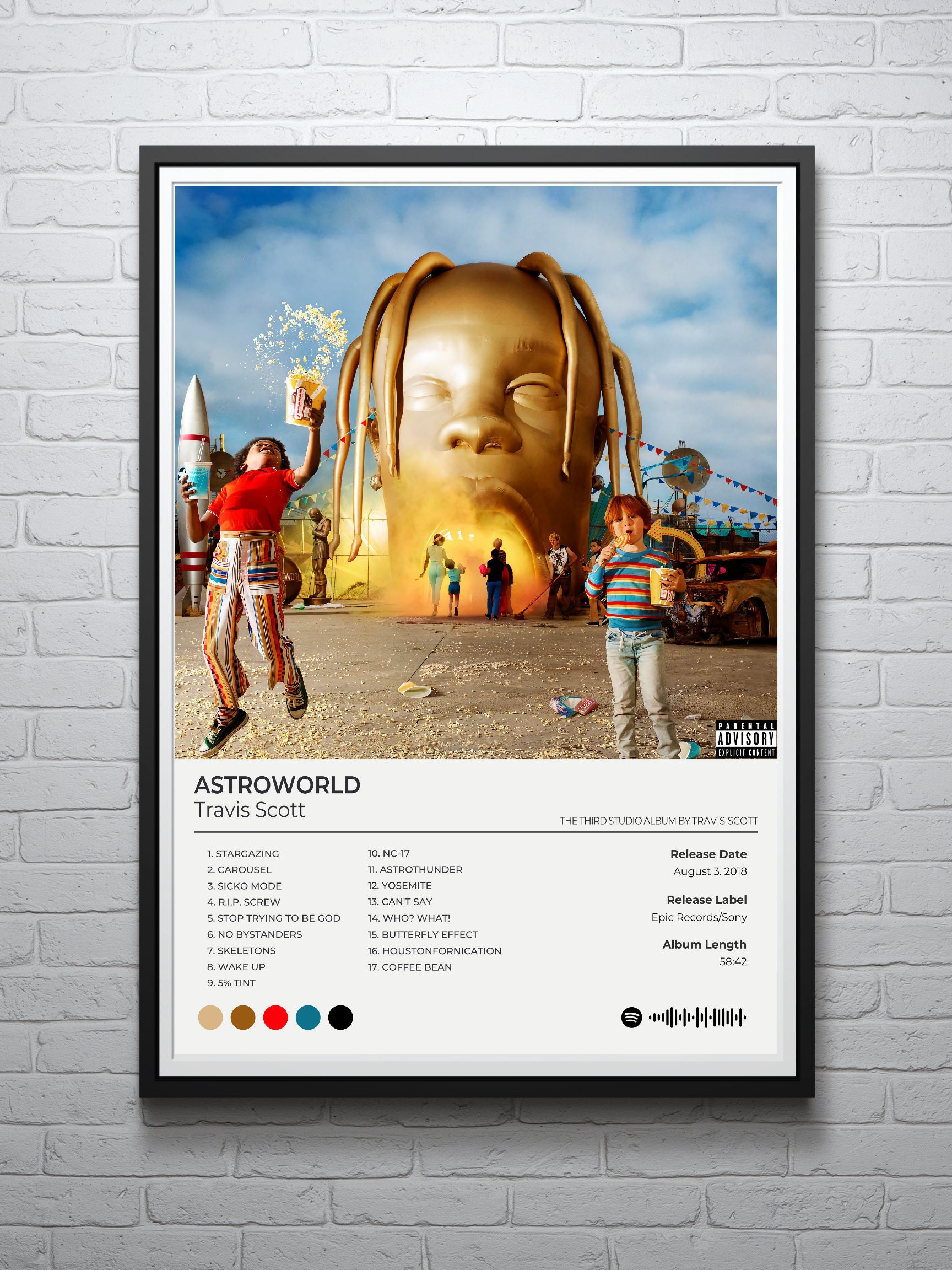 Travis Scott - Astroworld Custom Album Cover Poster | Digital Download - Instant Printable Art with Spotify Code