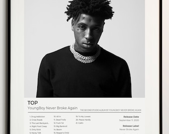 NBA YoungBoy - Top Custom Album Cover Poster | Digital Download - Instant Printable Art with Spotify Code