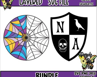 Nevermore SVG Bundle, Nevermore Crest SVG, Nevermore Window Layered SVG Bundle, Png, Jpeg, Studio X bestanden voor Cricut en Silhouette.