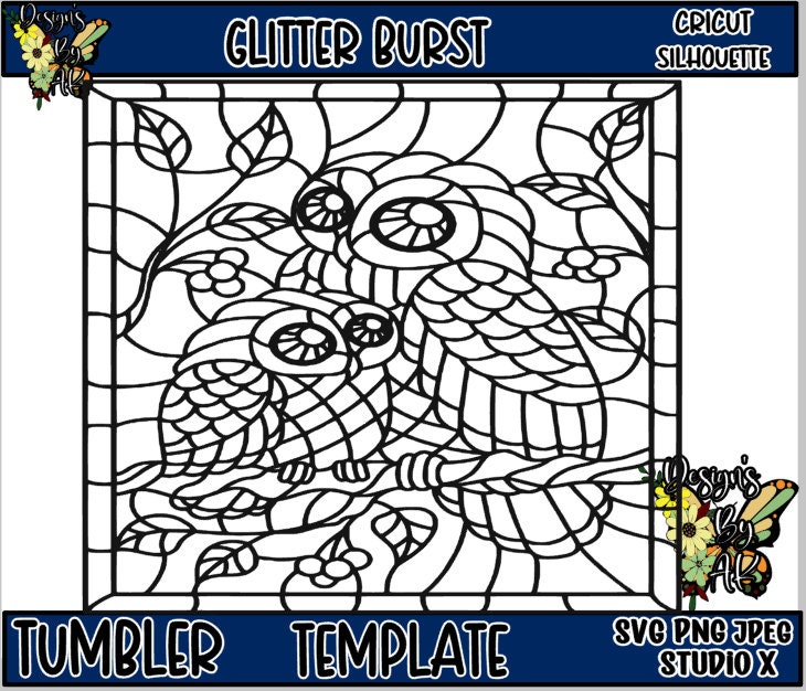 Owl's Glitter Burst Design, Tumbler Template, Seamless Glitter Burst design for Tumblers, Svg, P