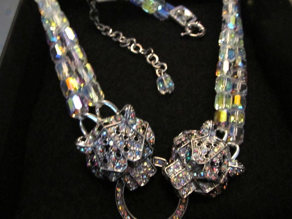 Double 2 Headed Panther Leopard Statement Necklac… - image 8