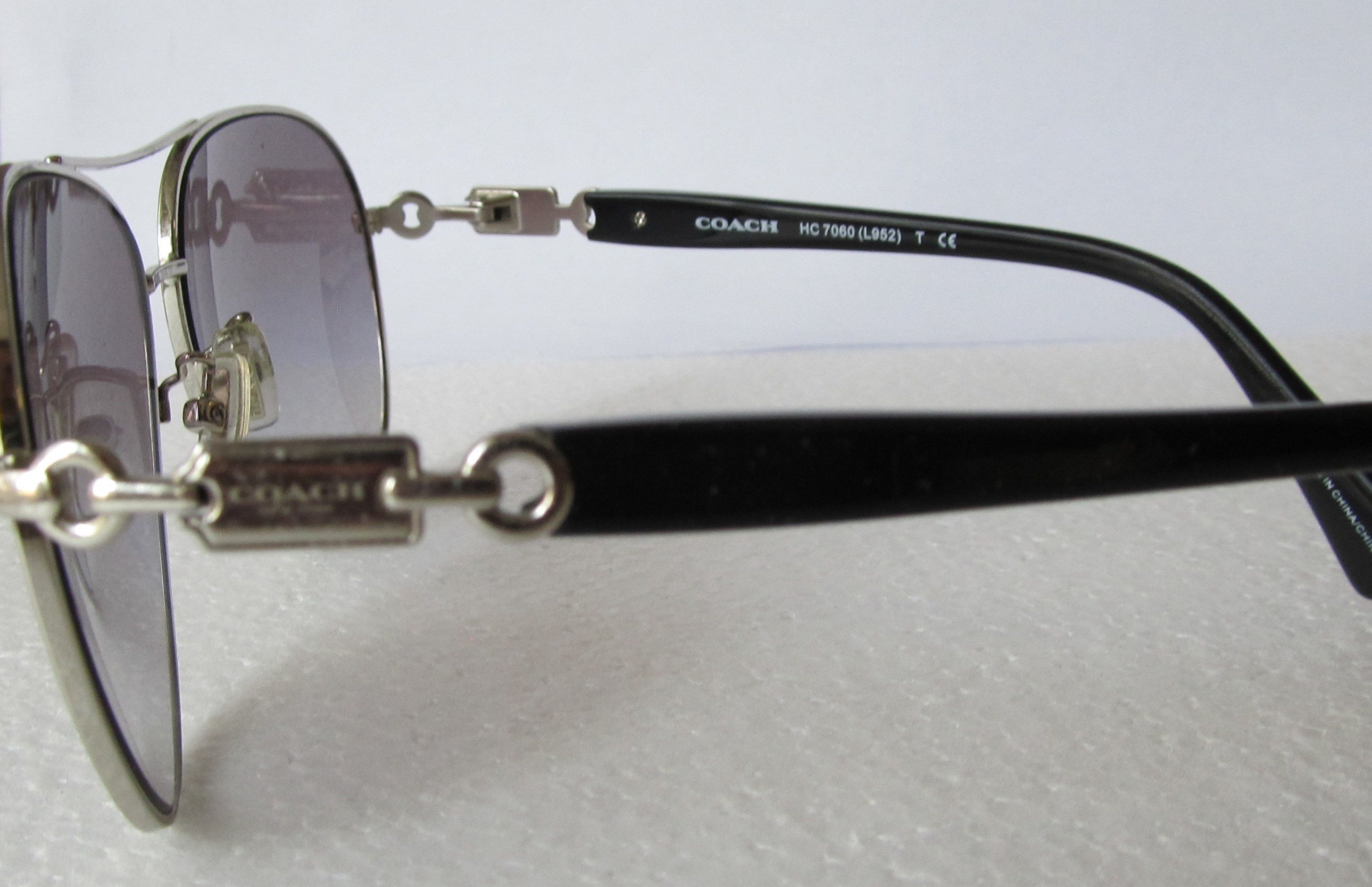Rare COACH Aviator Sunglasses HC 7060 901511 Women Silver Black Gray Gradient 59 11 135 NEW Etsy
