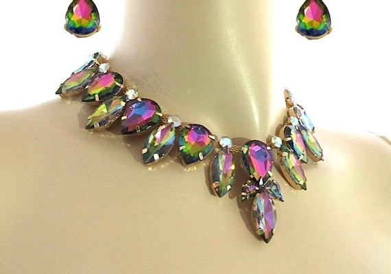 Chunky Austrian Crystal Multicolor Rhinestone Cho… - image 1