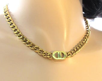Christian Dior Vintage Necklace Danseuse Etoile Gold CD Christian Dior Vintage Necklace Danseuse Etoile Gold CD
