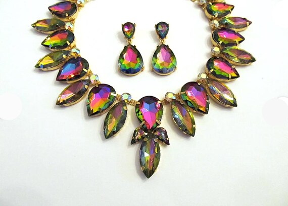 Chunky Austrian Crystal Multicolor Rhinestone Cho… - image 3