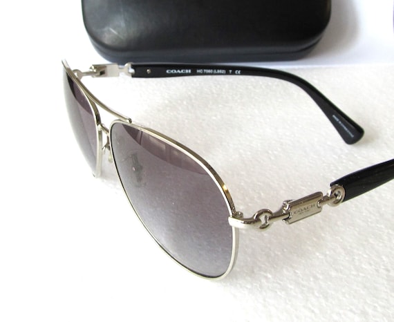 Rare COACH Aviator Sunglasses HC 7060 901511 Women Silver Black Gray Gradient 59 11 135 NEW Etsy