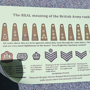 Néoprène 'REAL British Army non swear rangs sens' Bar runner comédie image 3