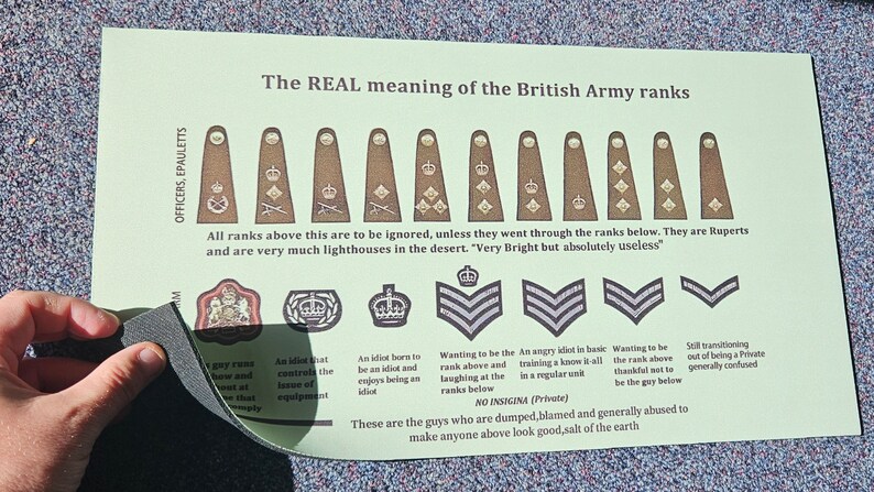 Néoprène 'REAL British Army non swear rangs sens' Bar runner comédie image 3
