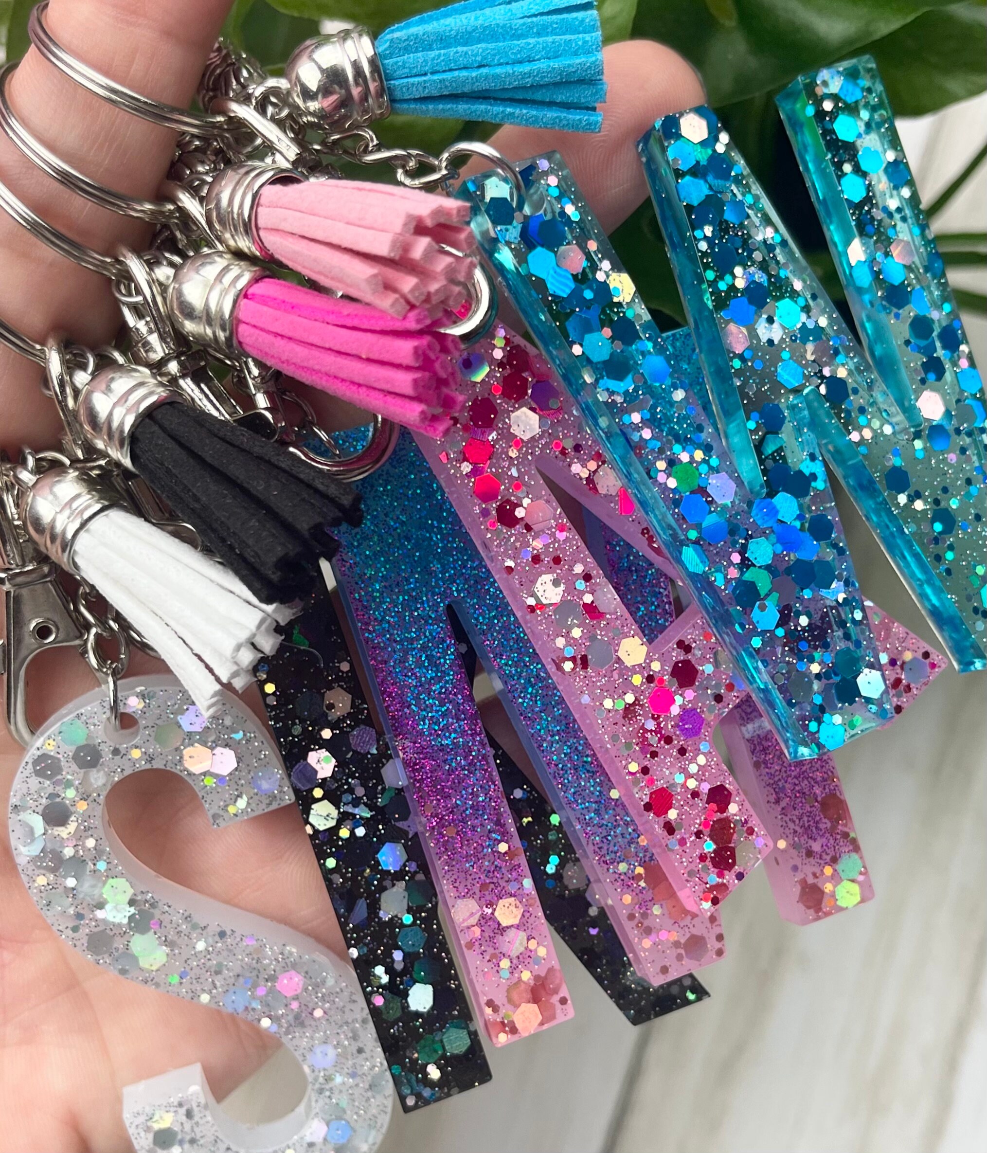 Custom Resin Letter Keychains Keychain Personalized Resin Etsy