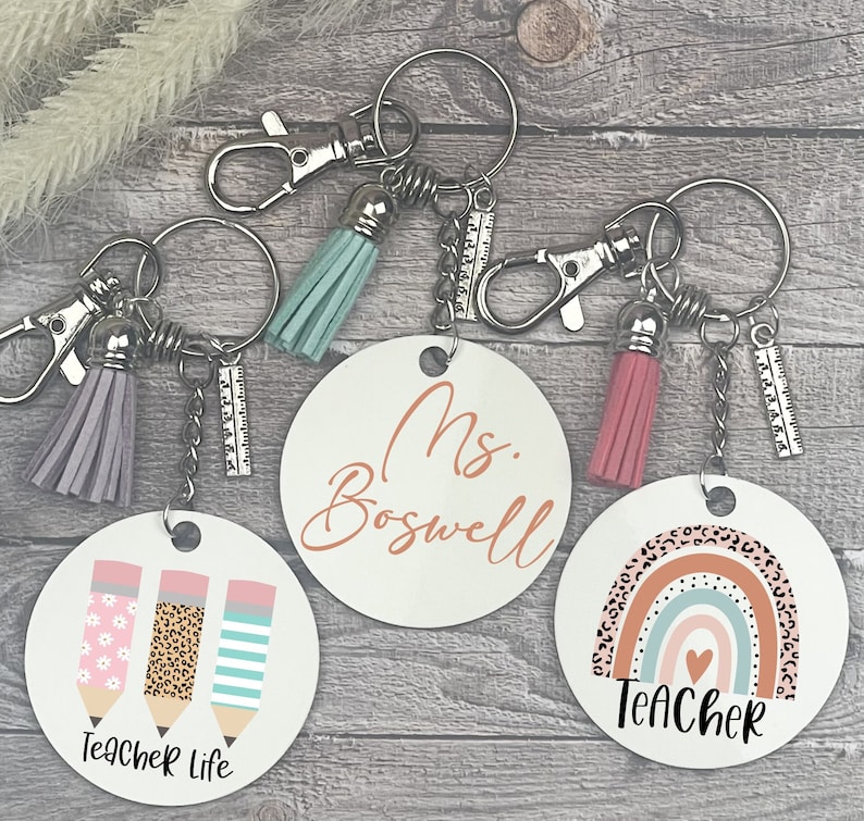 Personalized Teacher Keychains Keychains Custom Teacher Etsy