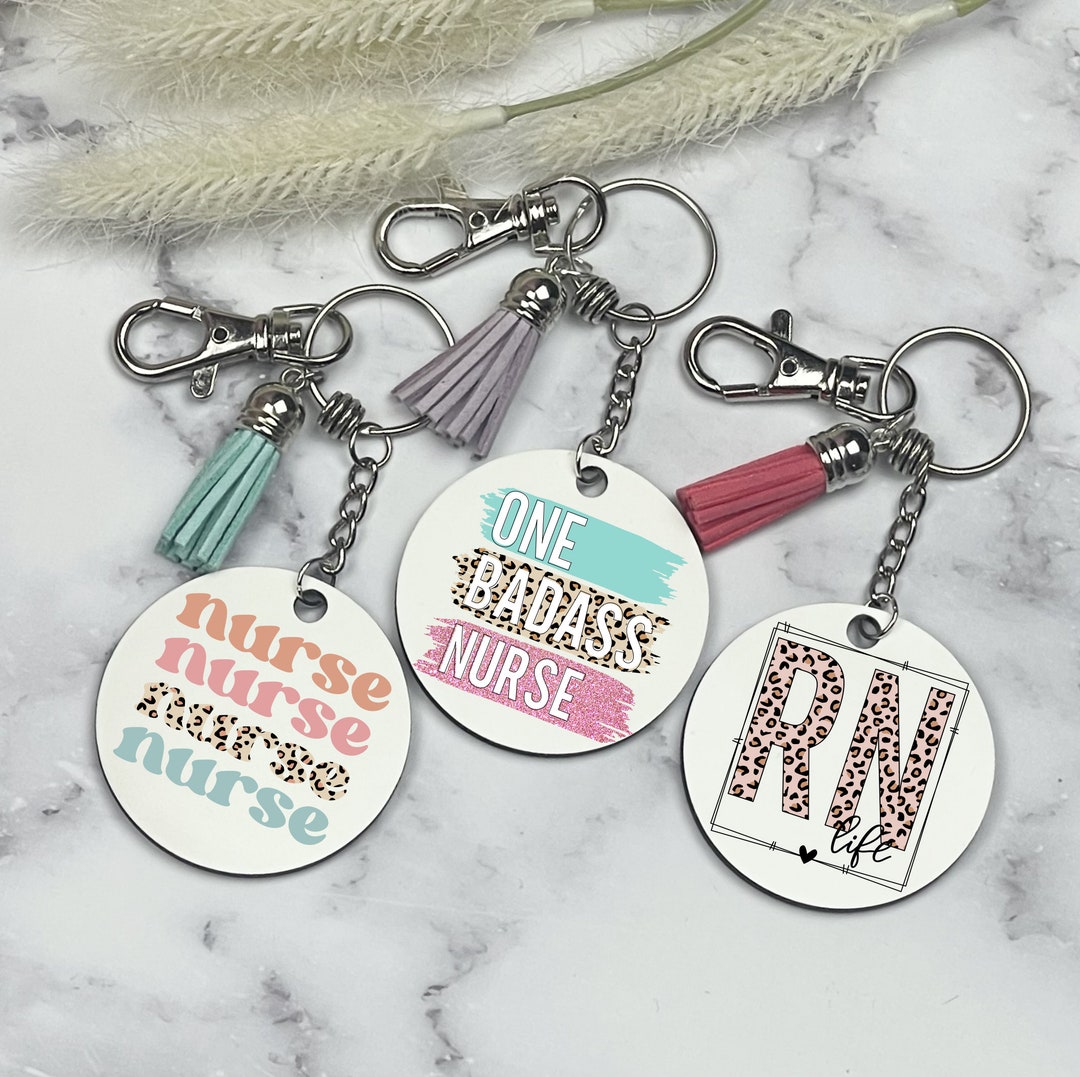 Registered Nurse Keychain, Sublimation Keychain, Nurse Gift, Custom RN ...