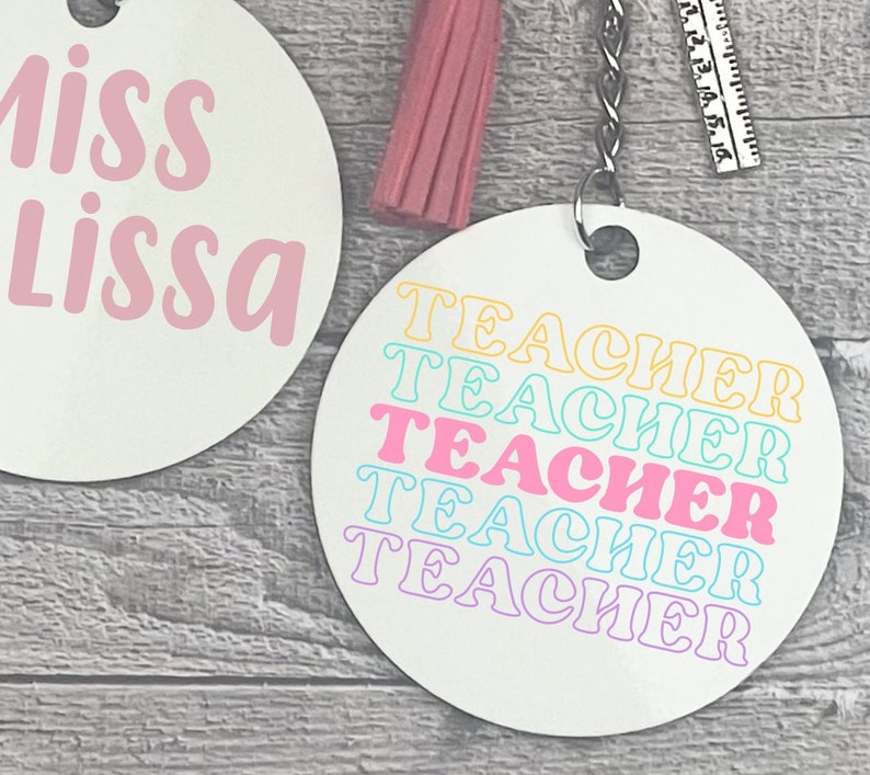 Personalized Teacher Keychains Keychains Custom Teacher Etsy