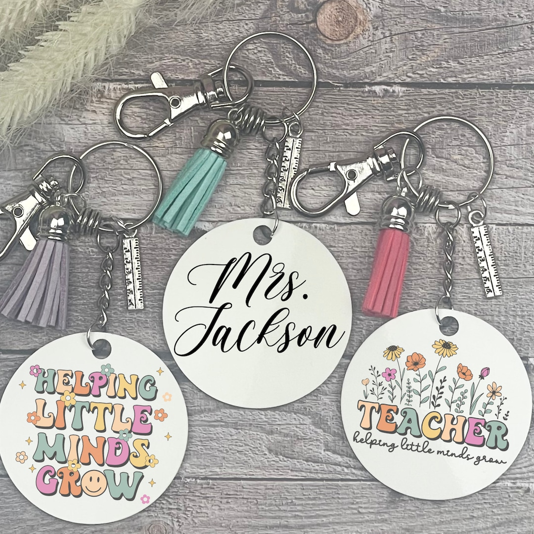 Retro Teacher Keychains, Keychains, Personalized Teacher Keychain