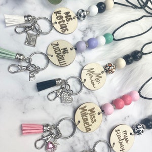 Custom Teacher Lanyard, Teacher Lanyard, Teacher Lanyard Personalized, Teacher Lanyard Beaded, Teacher Lanyard with Name, Teacher Lanyard