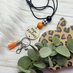 Halloween Lanyard, Teacher Lanyard, Halloween Teacher Lanyard, Pumpkin Teacher Lanyard, Beaded Teacher Lanyard, Lanyard Beaded, Halloween