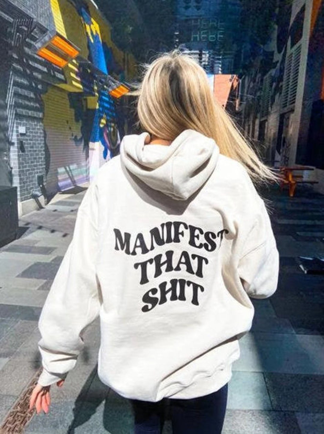 Manifest Hoodie Sand -sweatshirt -cute hoodie -loungewear -gift idea -customize -unique -trendy -unique -sweatpants -hooded sweatshirt