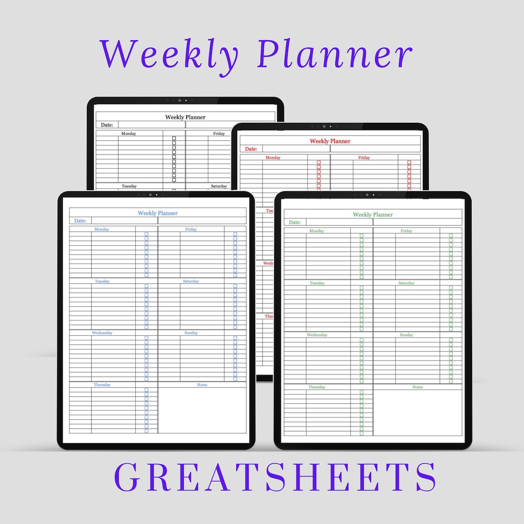 7 Day Weekly Planner Printable Template for Work and School - Etsy