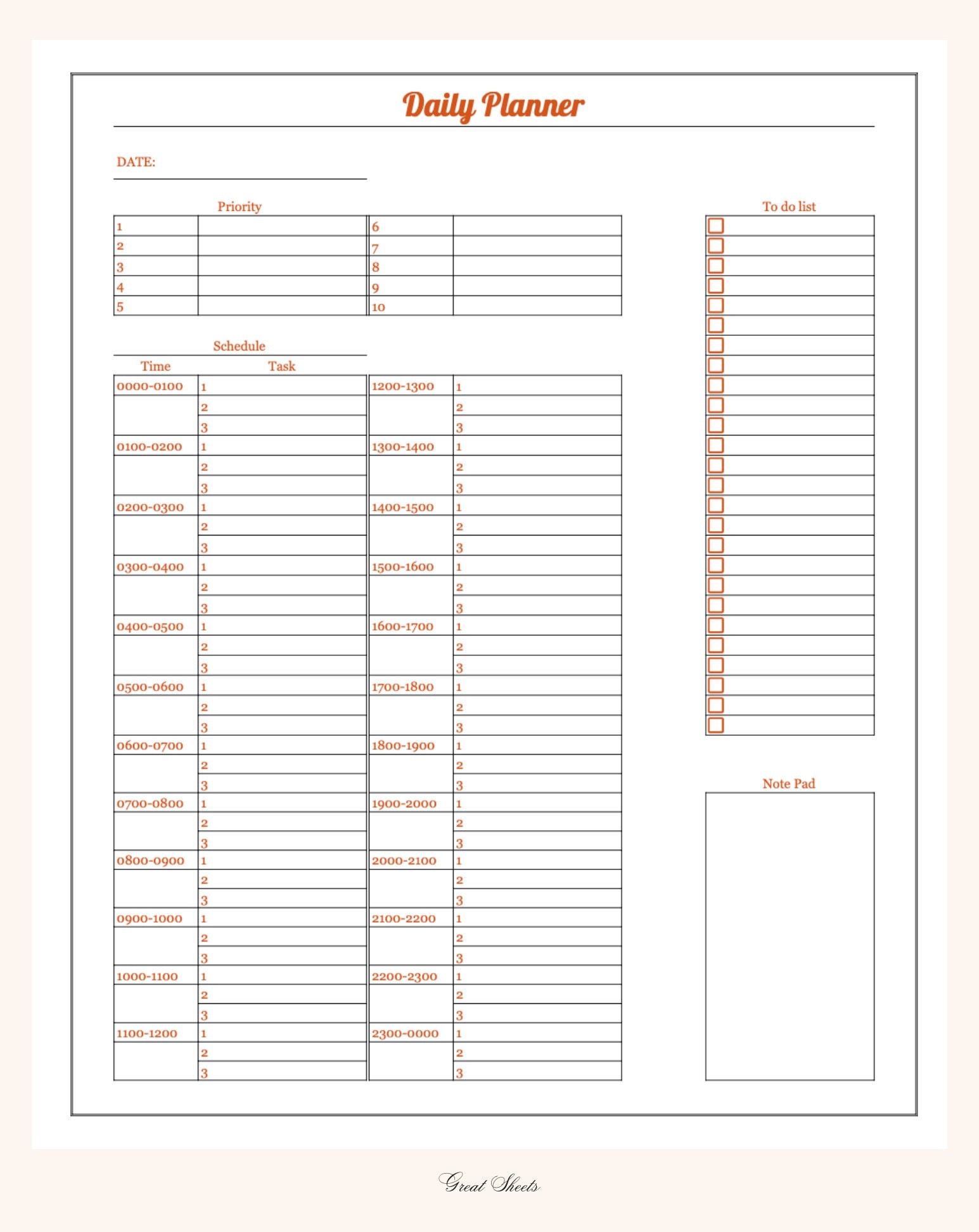 Daily Planner Agenda, Printable &amp; Digital Schedule , Daily Digital ...