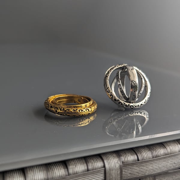 Expanding Sphere Fidget Ring Celestial Sun Moon Zodiac Sign Ring Gold Silver Ball Astronomical Ring For Men Women Unisex