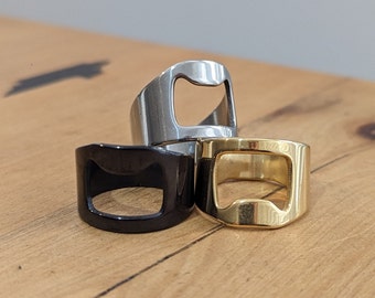 Edelstahl Flaschenöffner Ring, Minimalist Ring, Bier Opener Ring, Gold Flaschenöffner, Silber Ring, Schwarz Minimal Ring, Titan Stahl