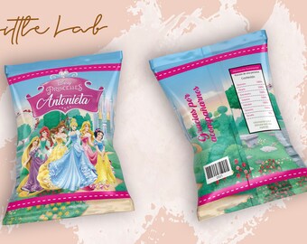 Chips Bag,Kids Birthday,Template Printable, Birthday Party, Princesas