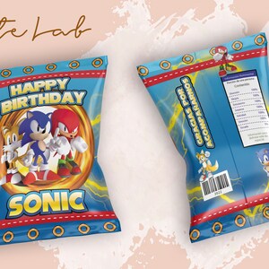 Chips Tüten, Sonic, Kindergeburtstag, Template Printable, Geburtstagsparty, Fiesta Infantil