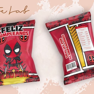 Chips Tüten, Deadpool, Super Héroes, Kindergeburtstag, Template Printable, Geburtstagsparty, Fiesta Infantil