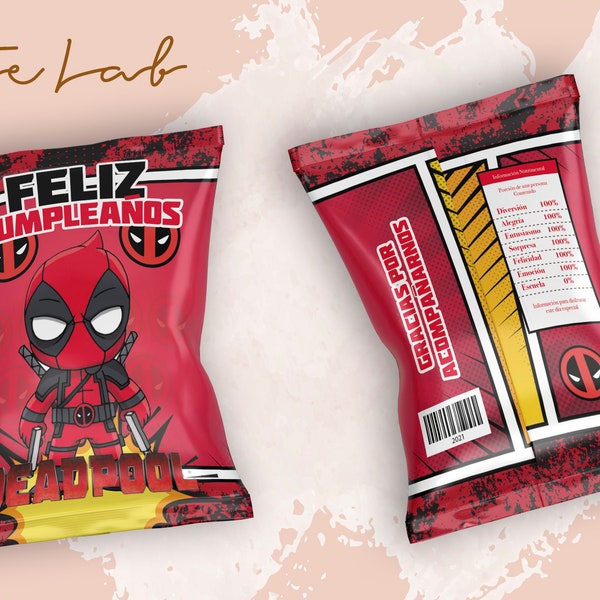 Chips Bags, Deadpool, Super Héroes, Kids Birthday, Template Printable, Birthday Party, Cumpleaños, Fiesta Infantil