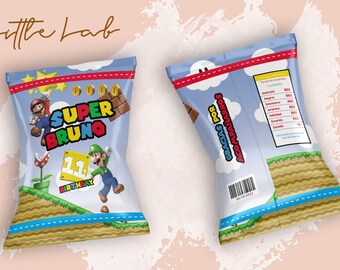 Chips Bag,Kids Birthday,Template Printable, Birthday Party, Super Mario Bros
