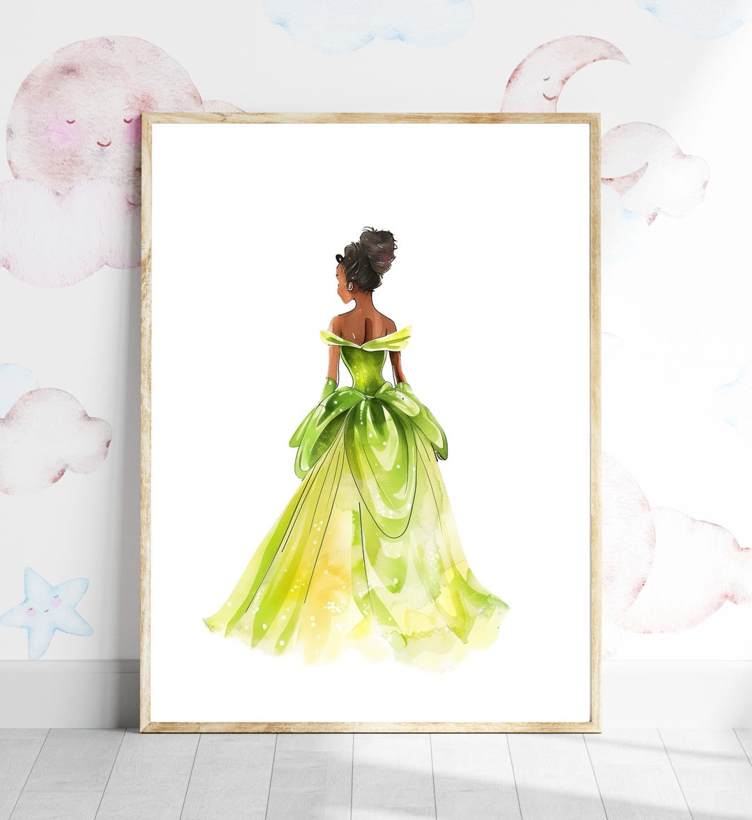 Princess Tiana Printable File, Princess Wall Art, Princess Nursery, Girl Bedroom Decor, Princess ...