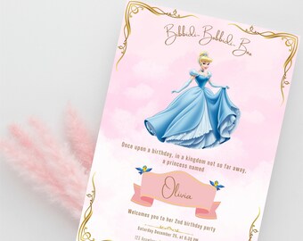 Princess Birthday Party Invitation, Bibbidi Bobbidi Boo Invitation, Birthday Invitation Card, Cinderella Birthday Party, Digital Download